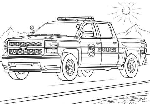 Police truck coloring book